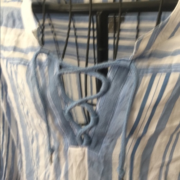 ❤️ Falls Creek size medium blue white stripe high low lightweight summer… - Picture 2 of 5